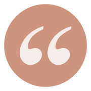 Custom graphic of quotation marks inside light pink circle